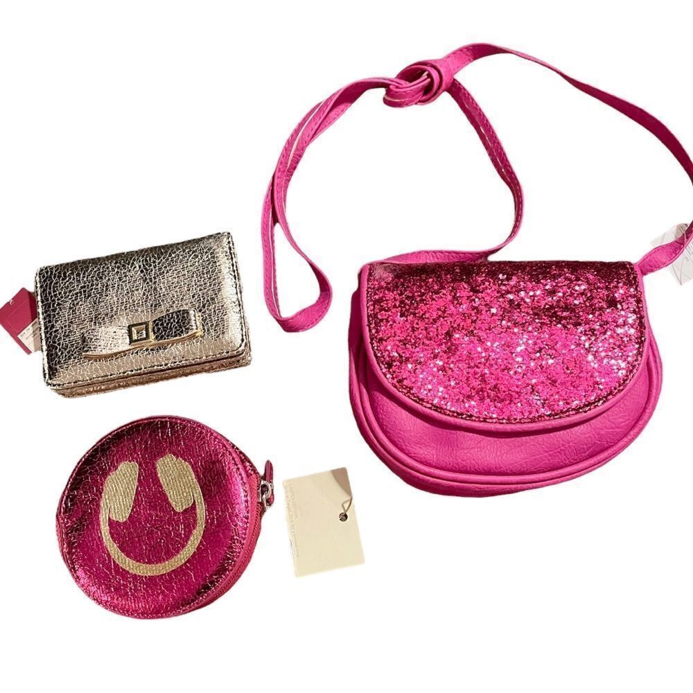 Glitter Bag Wallet & Mini Zip Bag NWT Set of 3 Little Girls Gift!